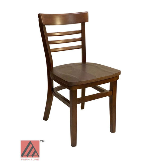 AAA Furniture Steakhouse 30" Walnut Wood Chair with Wood Seat