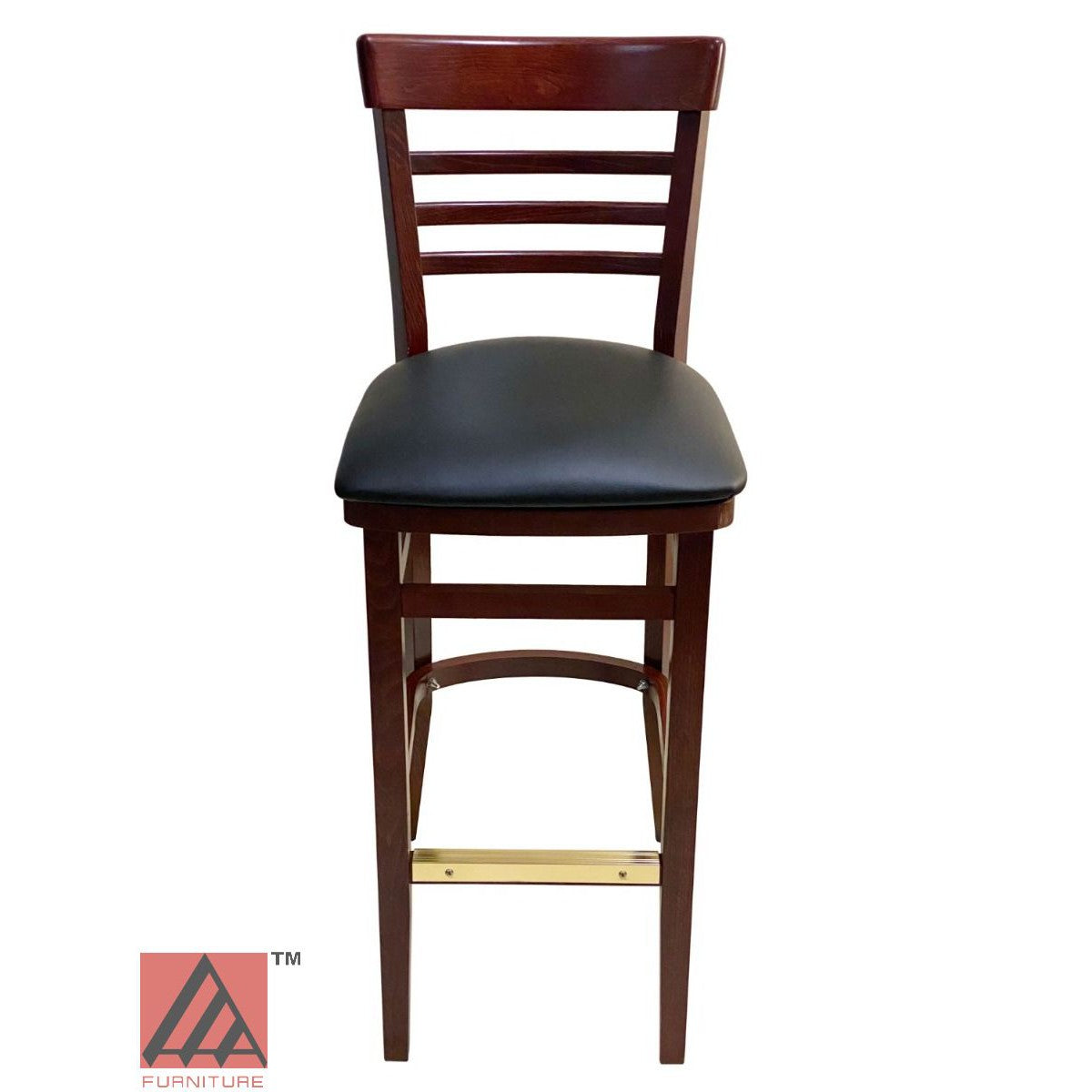 AAA Furniture Steakhouse 43" Mahogany Bar Stool with Black Vinyl Seat