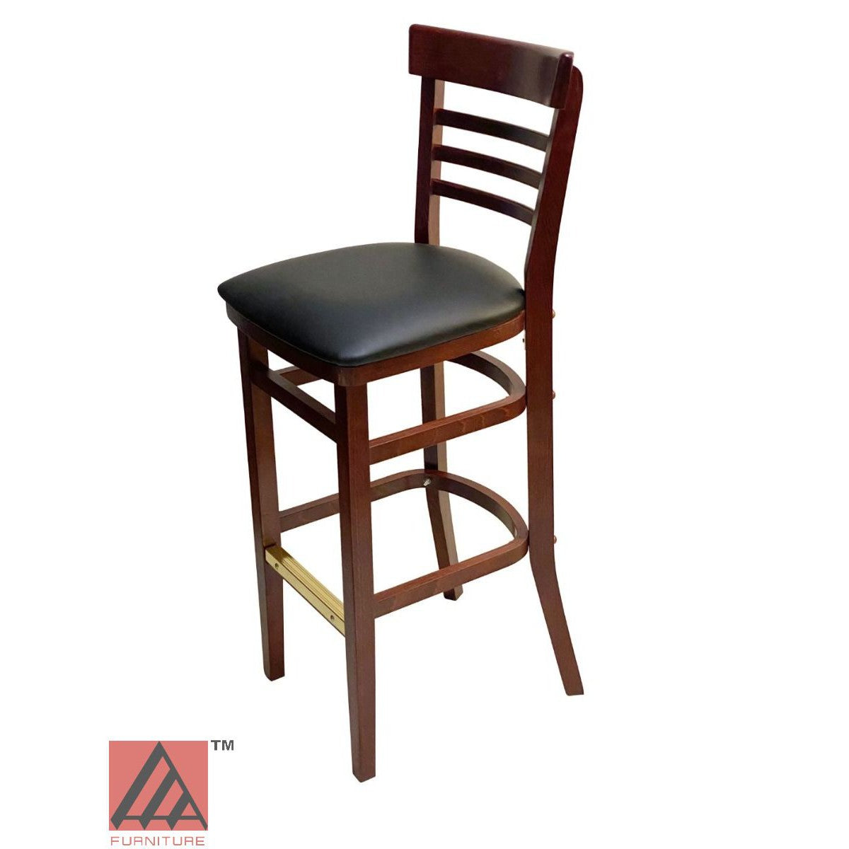 AAA Furniture Steakhouse 43" Mahogany Bar Stool with Black Vinyl Seat