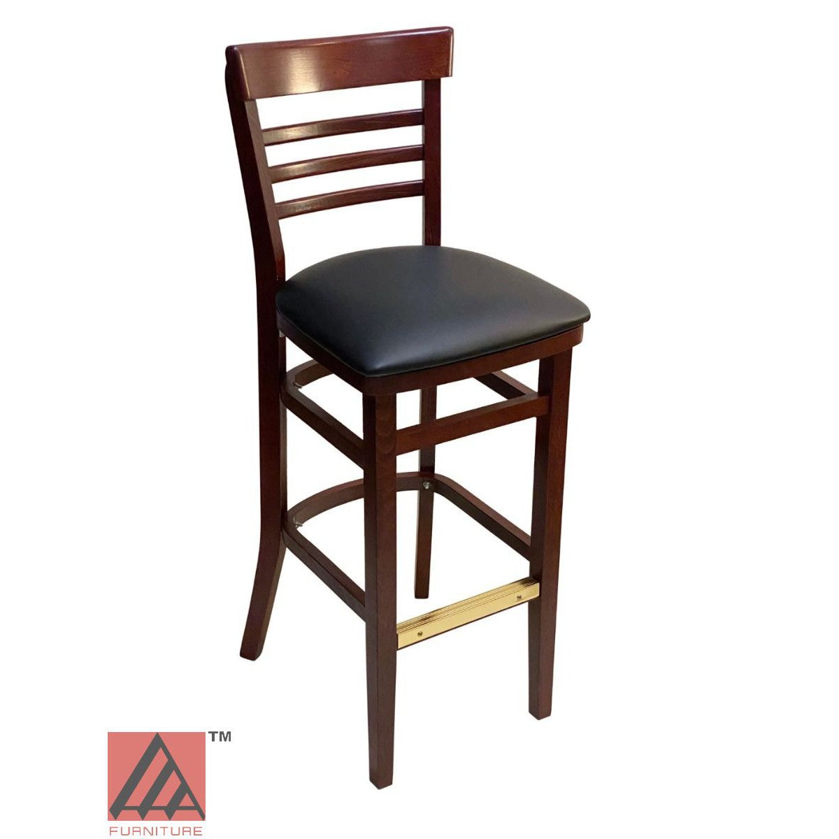 AAA Furniture Steakhouse 43" Mahogany Bar Stool with Black Vinyl Seat