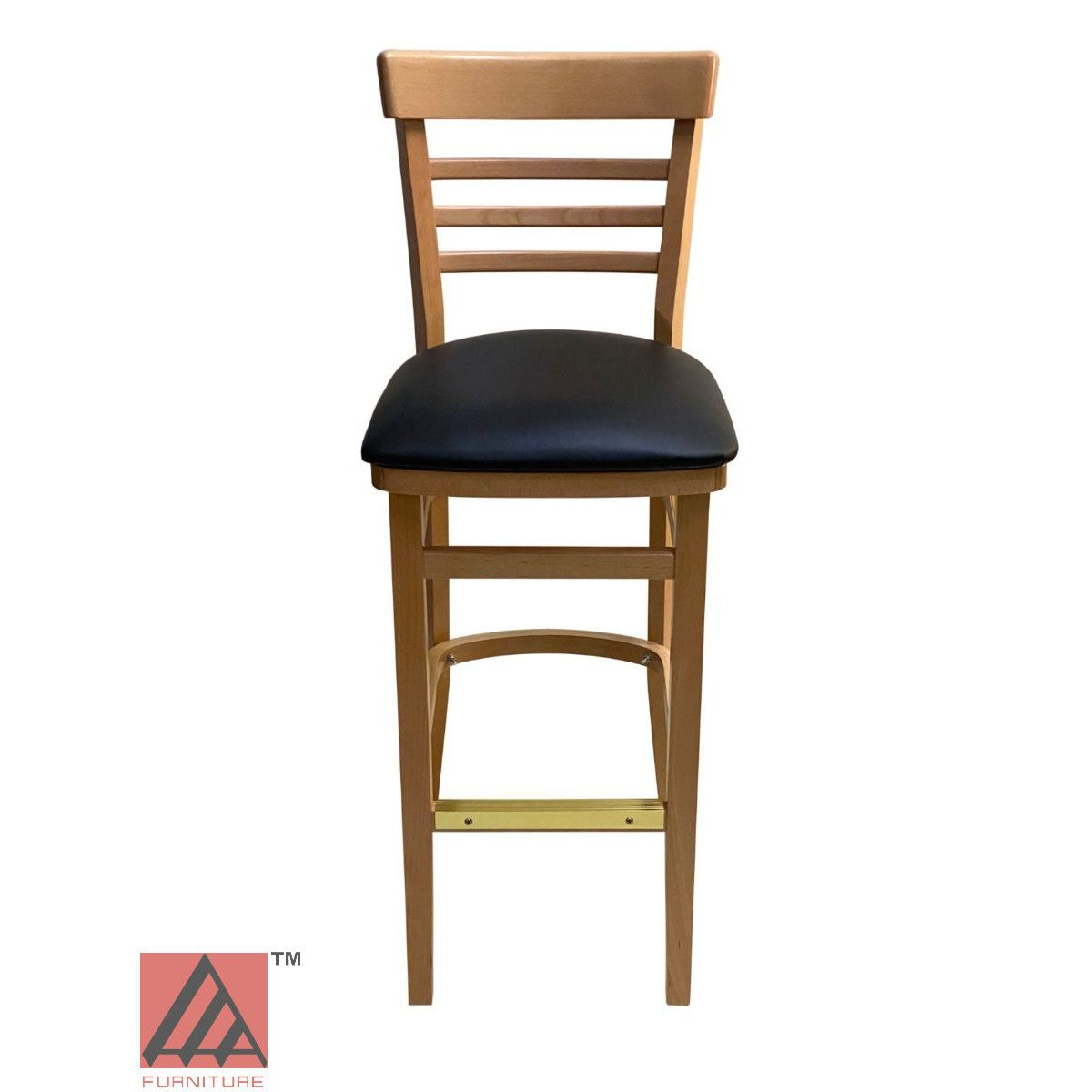 AAA Furniture Steakhouse 43" Natural Bar Stool with Black Vinyl Seat