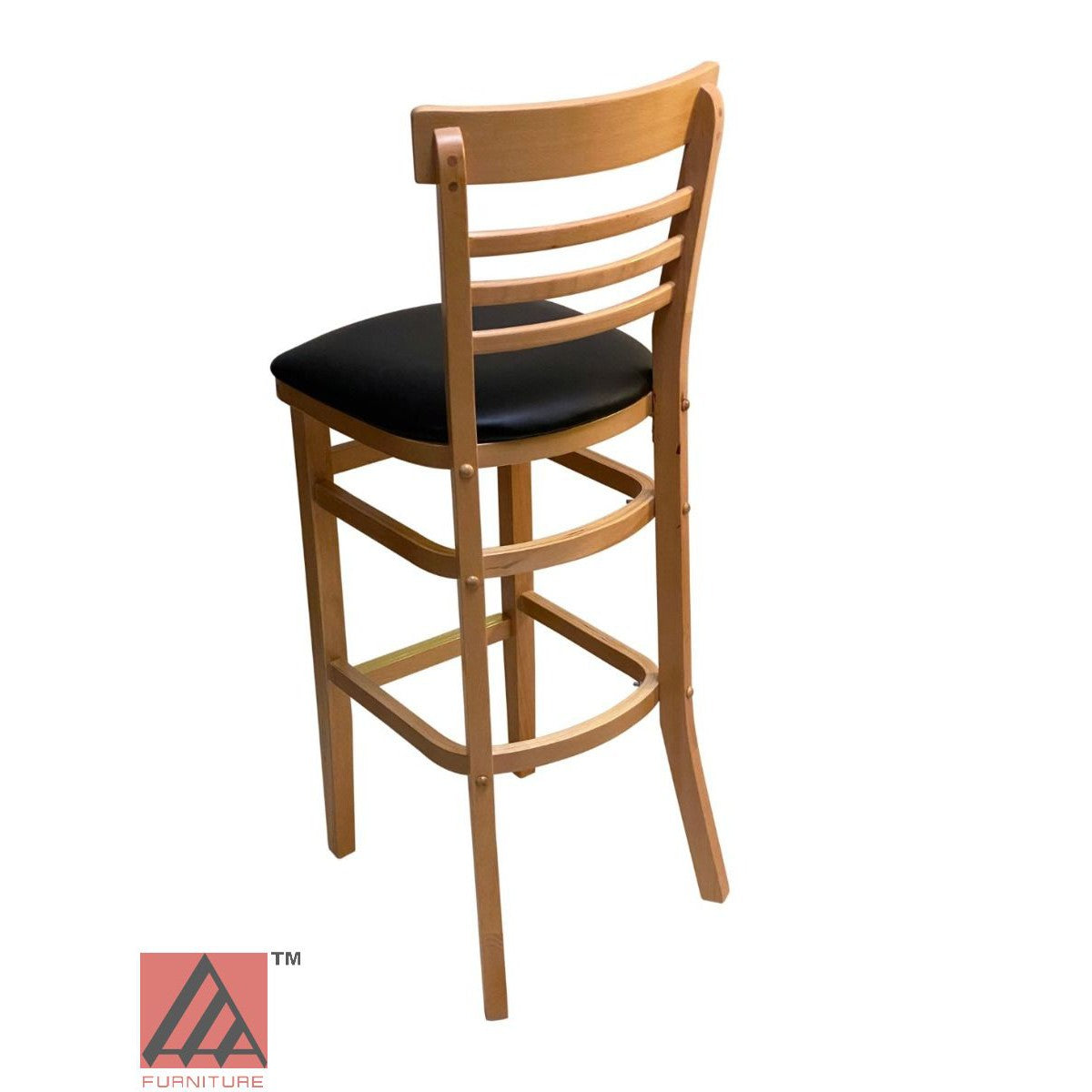 AAA Furniture Steakhouse 43" Natural Bar Stool with Black Vinyl Seat