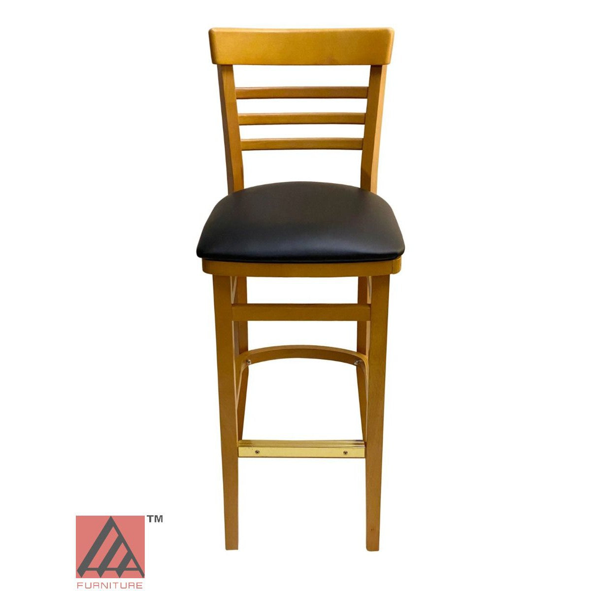 AAA Furniture Steakhouse 43" Oak Bar Stool with Black Vinyl Seat