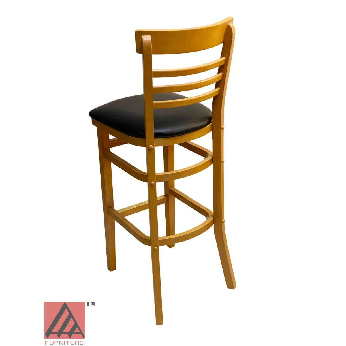 AAA Furniture Steakhouse 43" Oak Bar Stool with Black Vinyl Seat