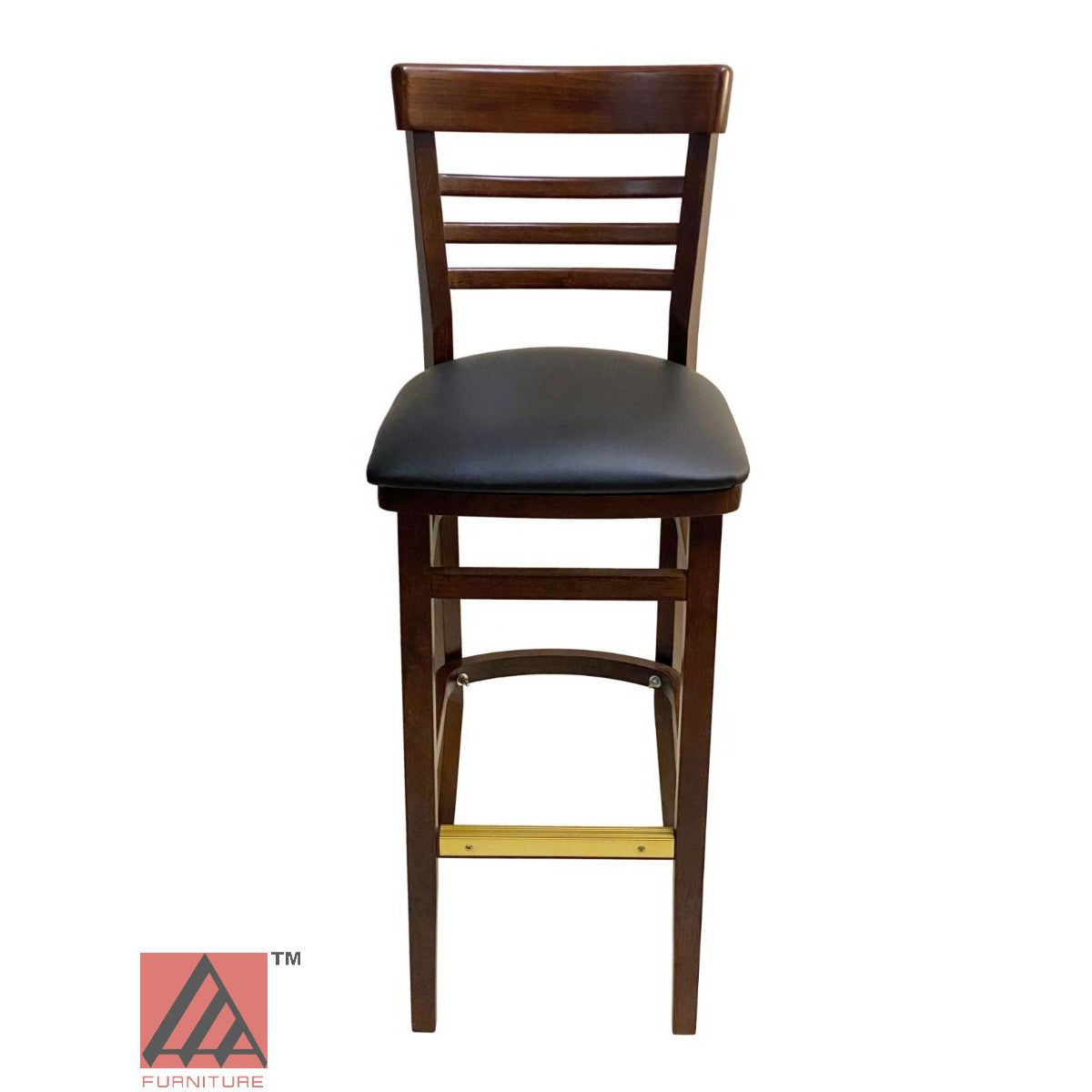 AAA Furniture Steakhouse 43" Walnut Bar Stool with Black Vinyl Seat