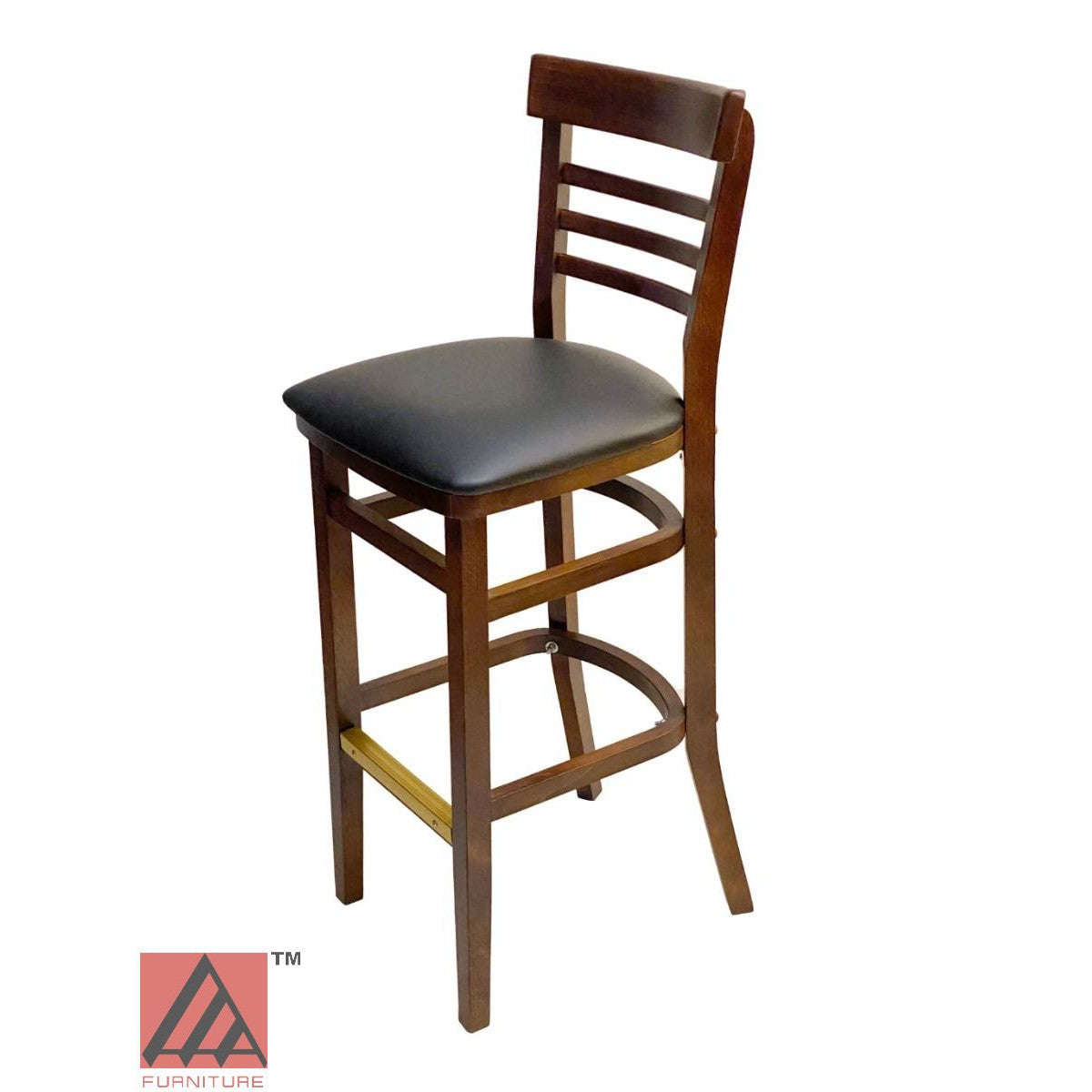 AAA Furniture Steakhouse 43" Walnut Bar Stool with Black Vinyl Seat