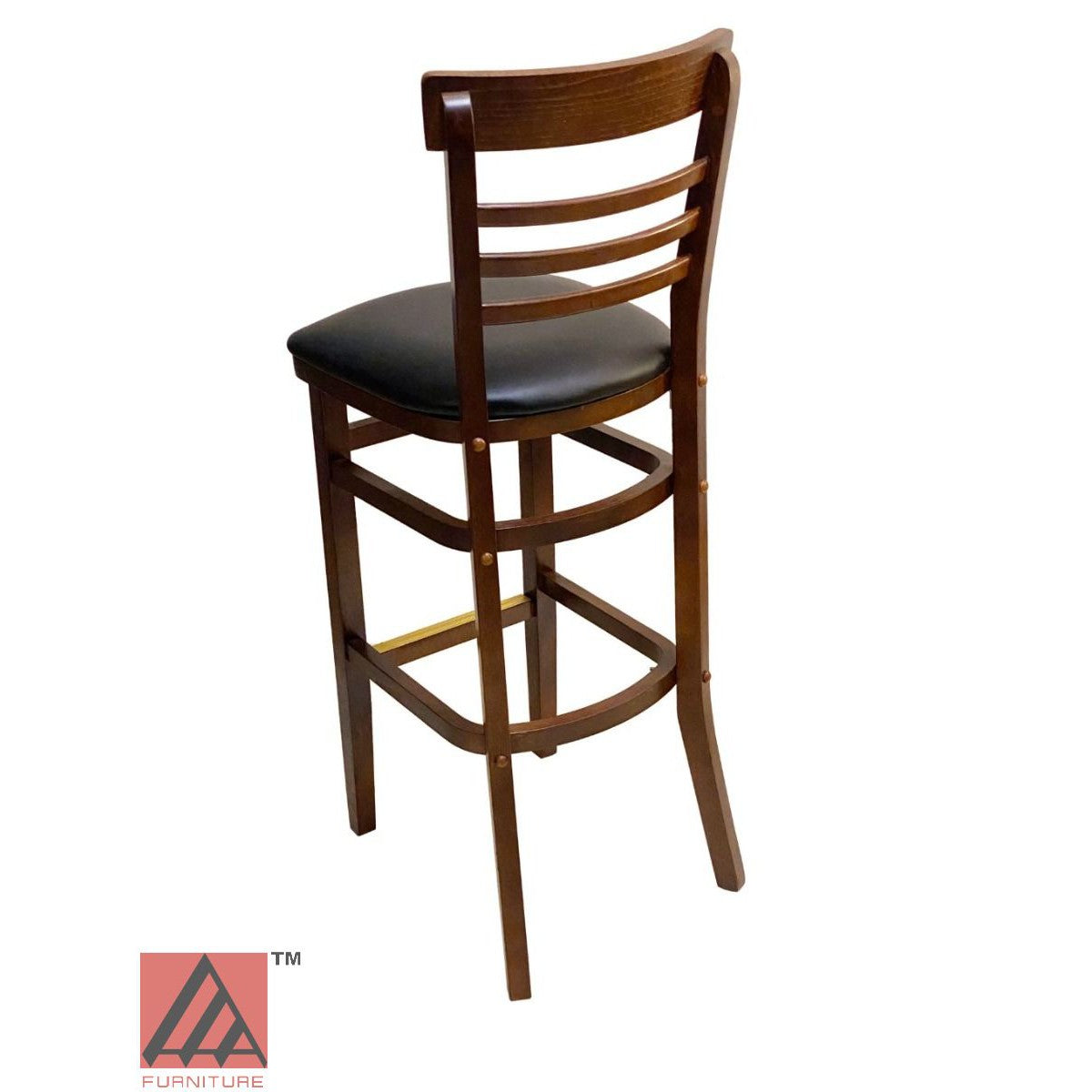 AAA Furniture Steakhouse 43" Walnut Bar Stool with Black Vinyl Seat