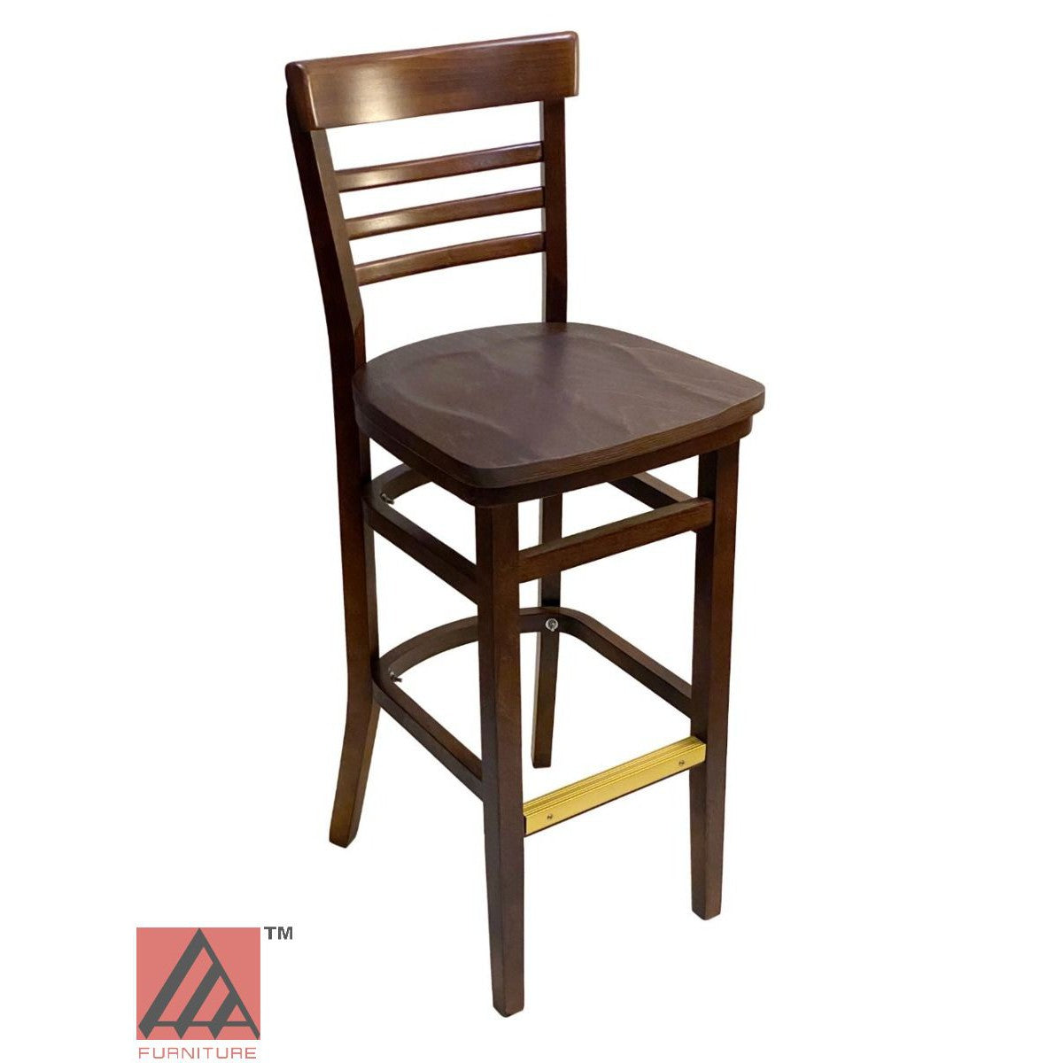 AAA Furniture Steakhouse 43" Walnut Bar Stool with Wood Seat