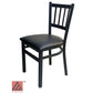 AAA Furniture Vertical Back 32" Black Metal Chair with Black Grade 4 Vinyl Seat