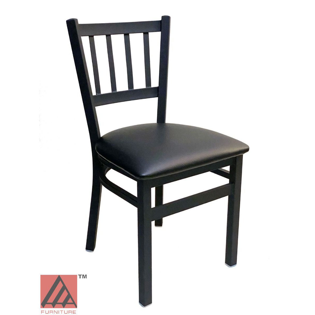 AAA Furniture Vertical Back 32" Black Metal Chair with Black Grade 4 Vinyl Seat