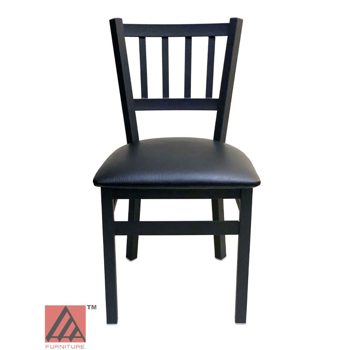 AAA Furniture Vertical Back 32" Black Metal Chair with Black Grade 5 Vinyl Seat