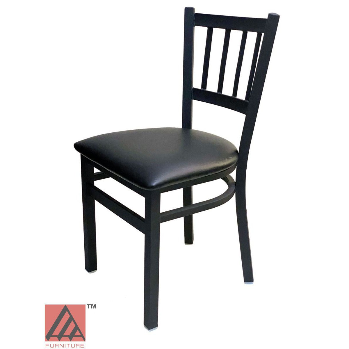 AAA Furniture Vertical Back 32" Black Metal Chair with Black Grade 5 Vinyl Seat