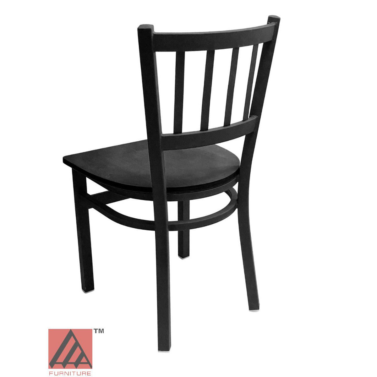 AAA Furniture Vertical Back 32" Black Metal Chair with Black Wood Seat