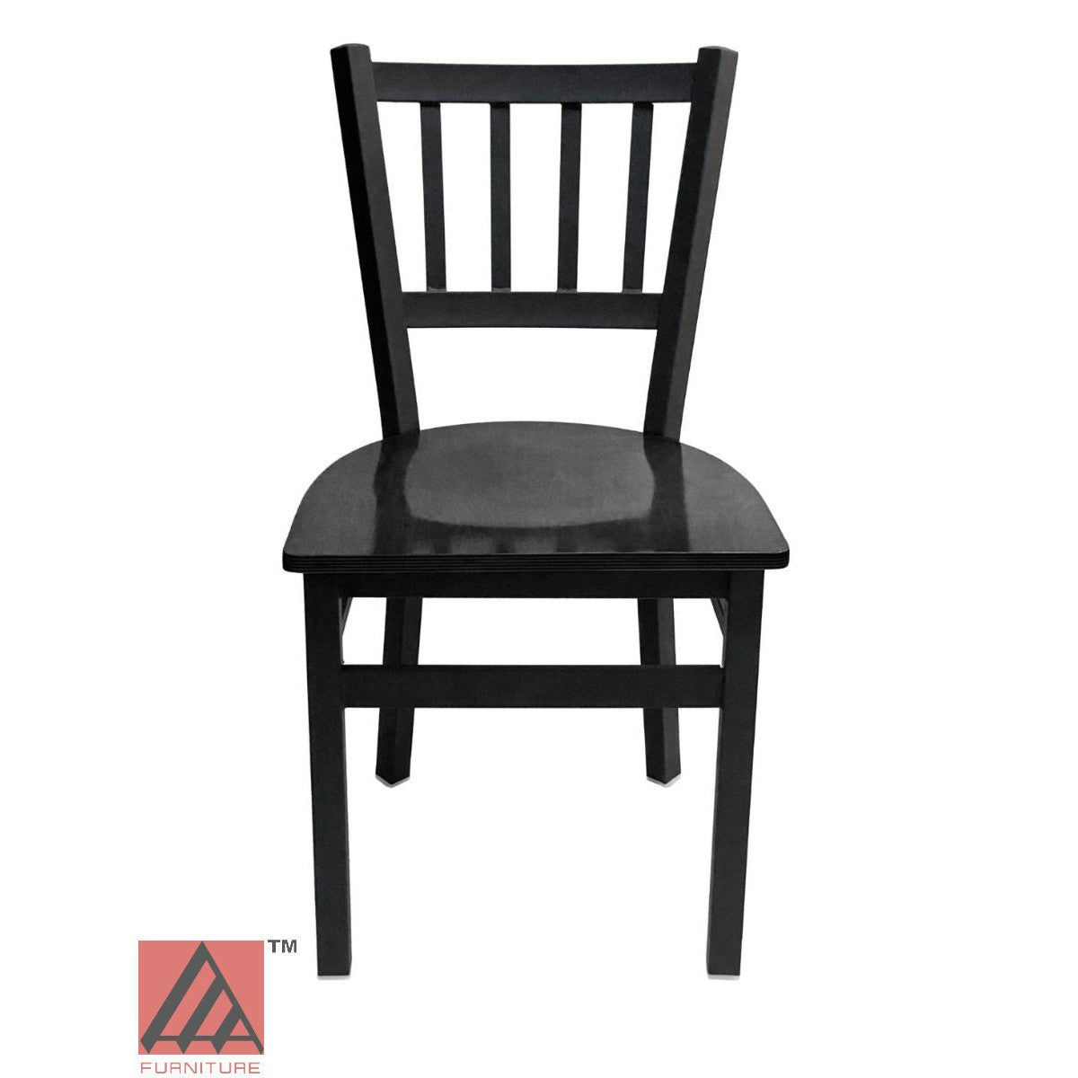 AAA Furniture Vertical Back 32" Black Metal Chair with Black Wood Seat