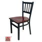 AAA Furniture Vertical Back 32" Black Metal Chair with Brown Wood Seat