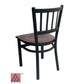 AAA Furniture Vertical Back 32" Black Metal Chair with Brown Wood Seat