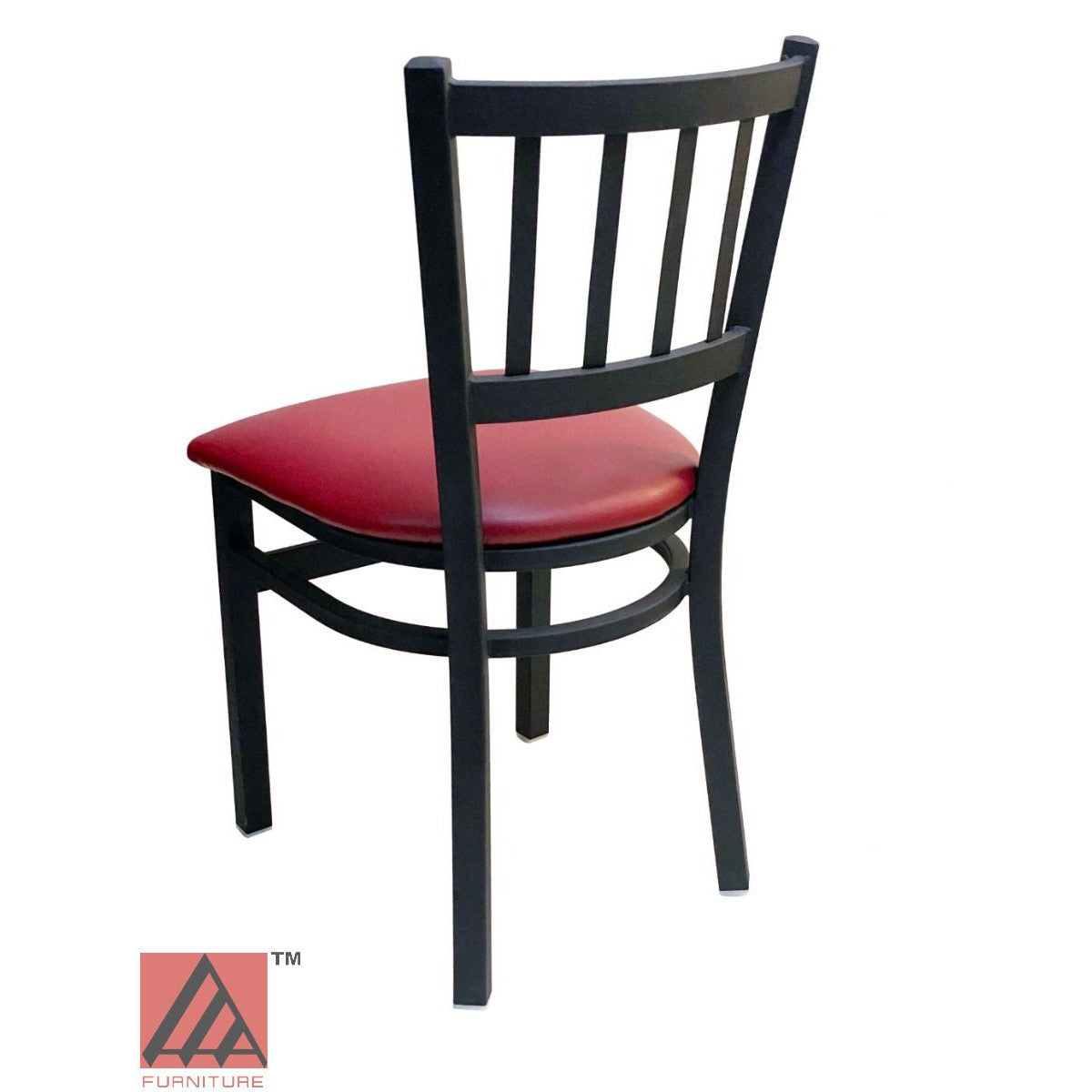 AAA Furniture Vertical Back 32" Black Metal Chair with Claret Customer Owned Material Seat