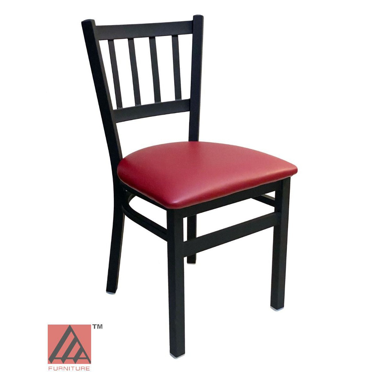 AAA Furniture Vertical Back 32" Black Metal Chair with Claret Customer Owned Material Seat