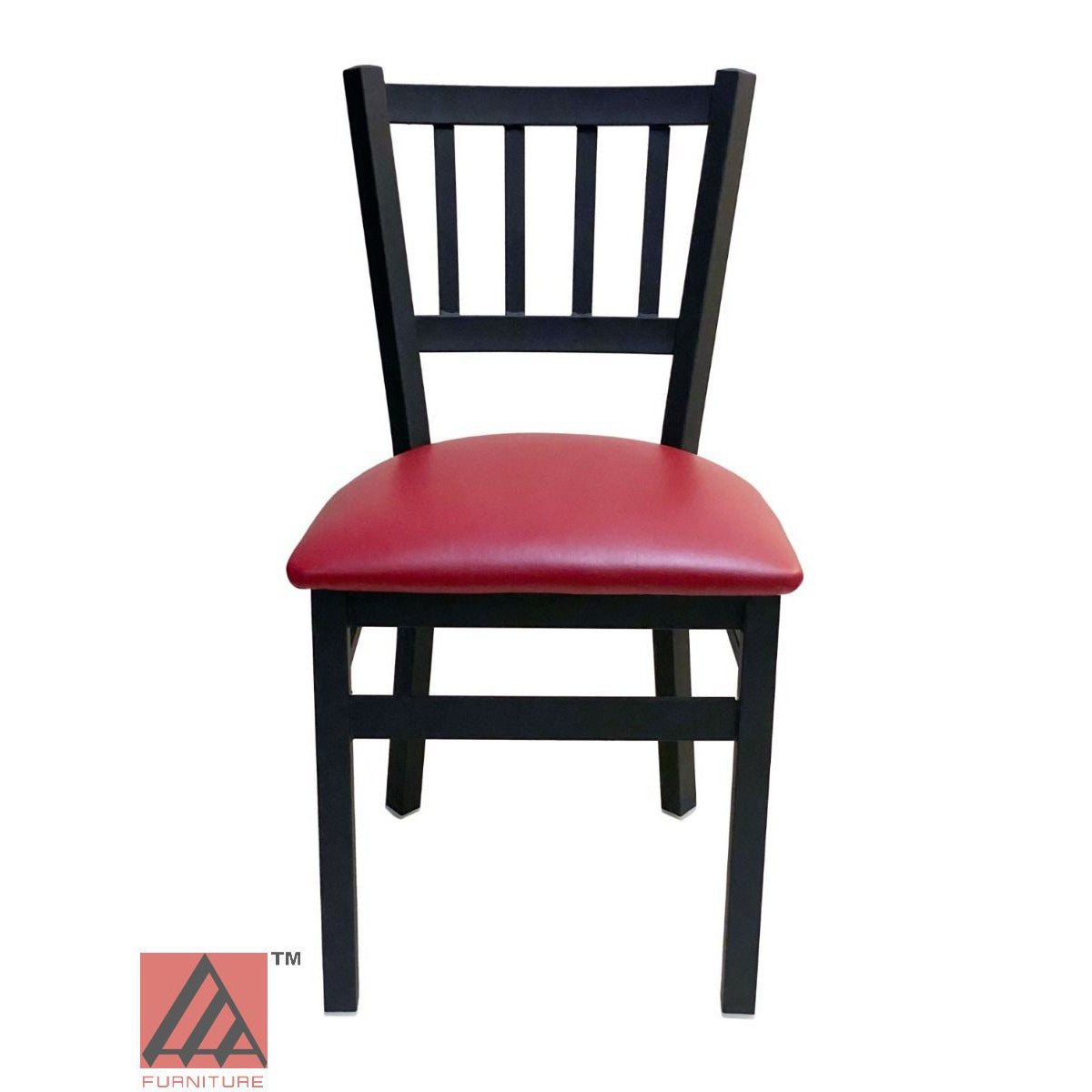 AAA Furniture Vertical Back 32" Black Metal Chair with Claret Grade 5 Vinyl Seat
