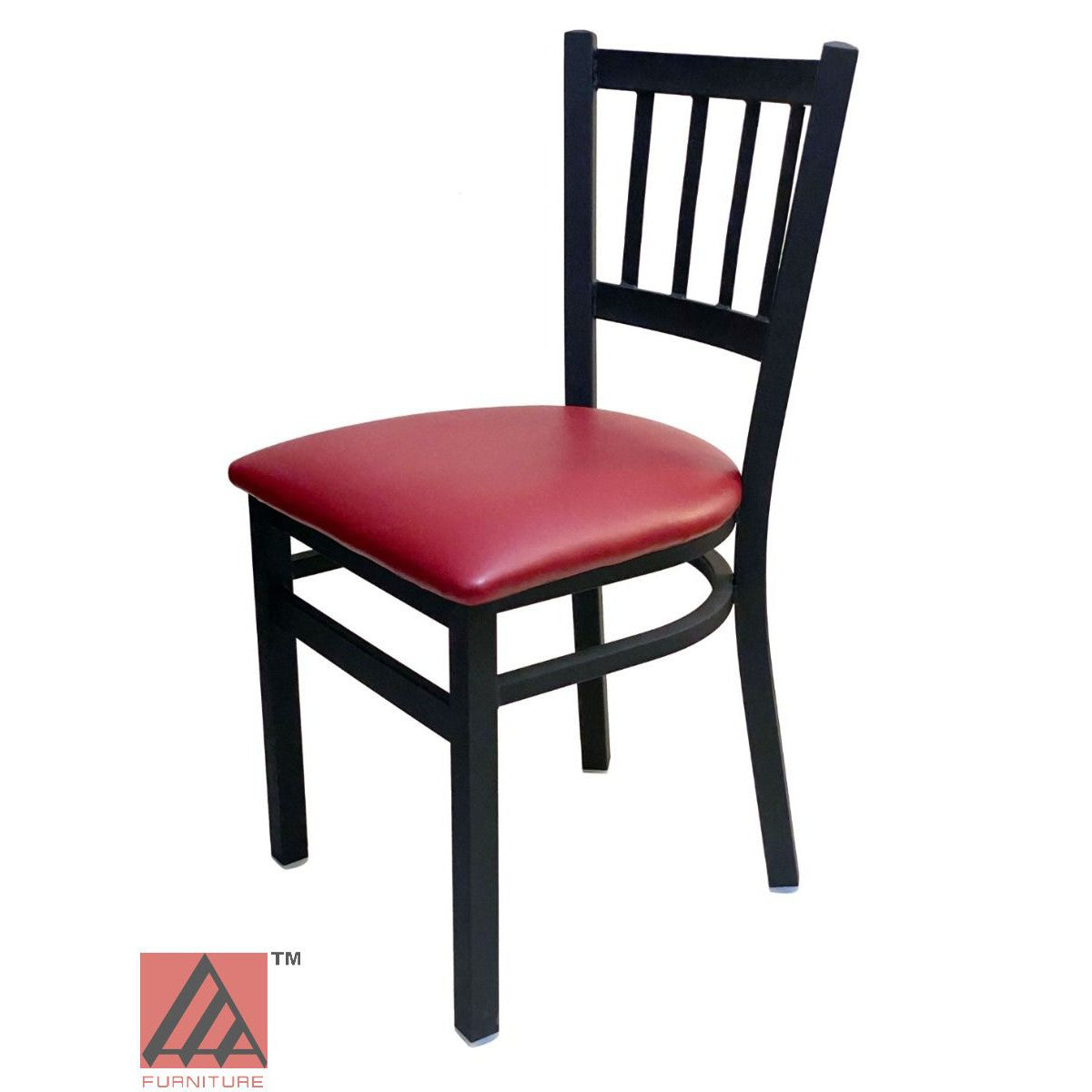 AAA Furniture Vertical Back 32" Black Metal Chair with Claret Grade 5 Vinyl Seat