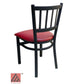 AAA Furniture Vertical Back 32" Black Metal Chair with Claret Vinyl Seat