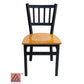AAA Furniture Vertical Back 32" Black Metal Chair with Natural Wood Seat