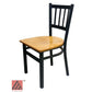 AAA Furniture Vertical Back 32" Black Metal Chair with Natural Wood Seat