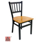 AAA Furniture Vertical Back 32" Black Metal Chair with Natural Wood Seat