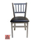 AAA Furniture Vertical Back 32" Silver Metal Chair with Black Customer Owned Material Seat