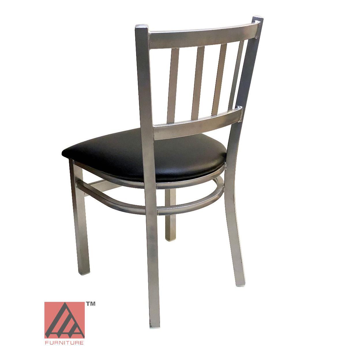 AAA Furniture Vertical Back 32" Silver Metal Chair with Black Grade 5 Vinyl Seat