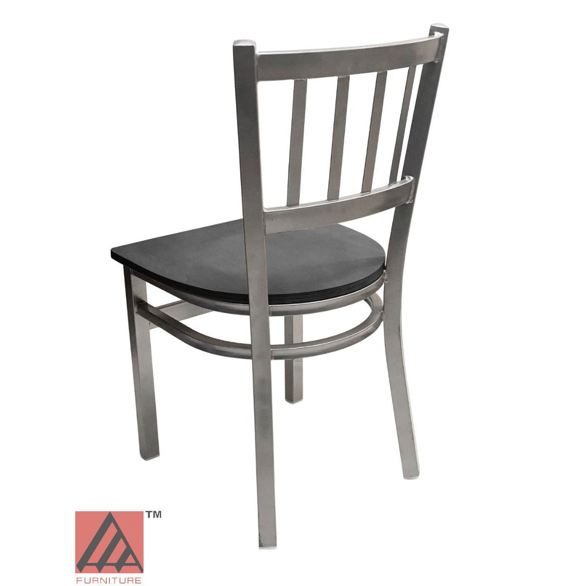 AAA Furniture Vertical Back 32" Silver Metal Chair with Black Wood Seat