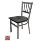 AAA Furniture Vertical Back 32" Silver Metal Chair with Black Wood Seat