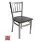 AAA Furniture Vertical Back 32" Silver Metal Chair with Black Wood Seat