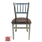 AAA Furniture Vertical Back 32" Silver Metal Chair with Brown Wood Seat