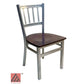 AAA Furniture Vertical Back 32" Silver Metal Chair with Brown Wood Seat