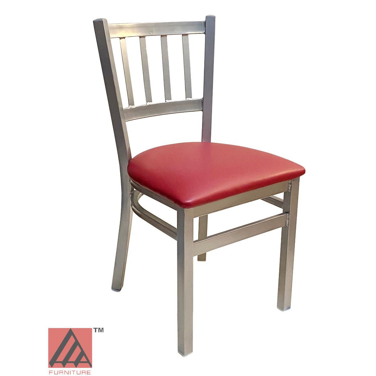 AAA Furniture Vertical Back 32" Silver Metal Chair with Claret Customer Owned Material Seat