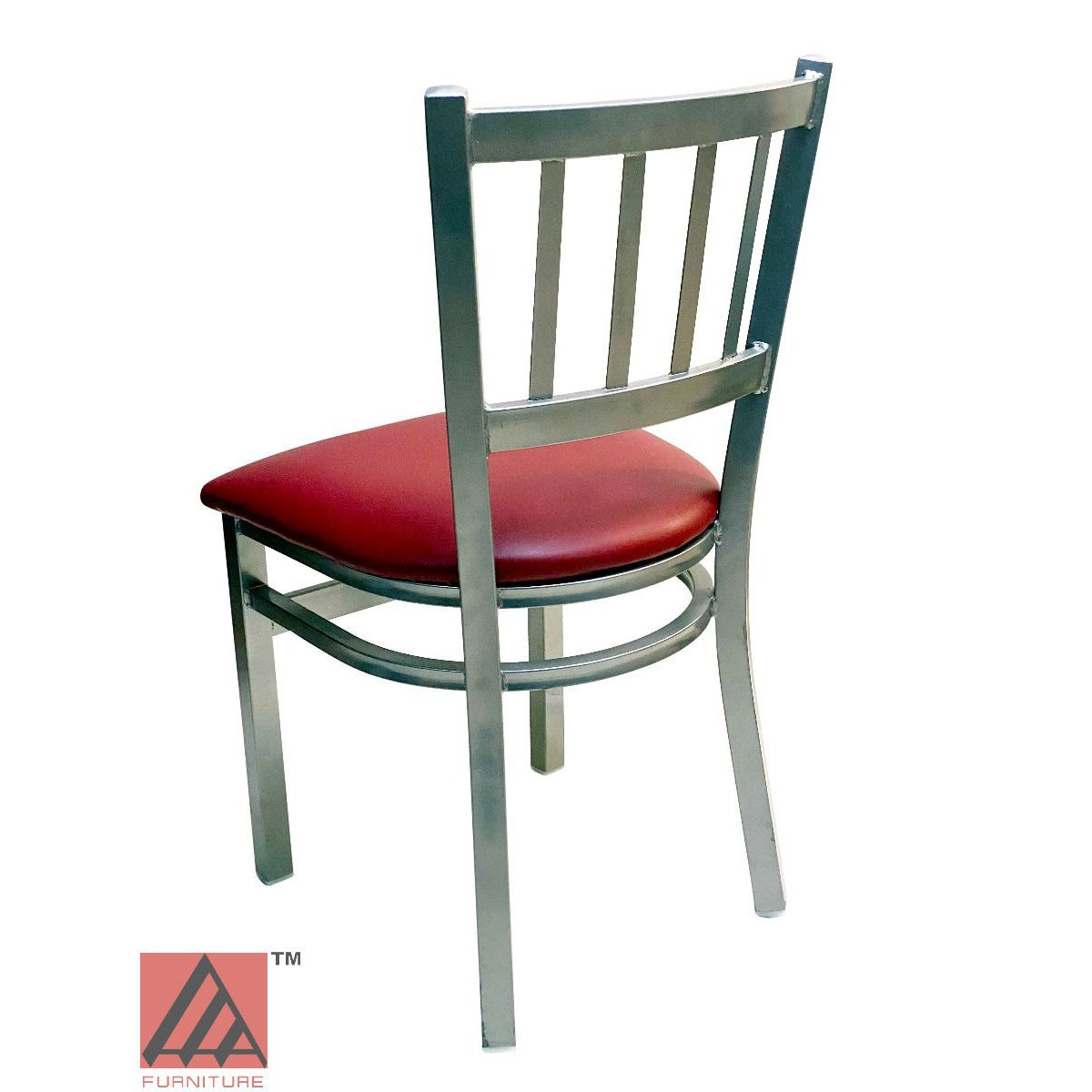 AAA Furniture Vertical Back 32" Silver Metal Chair with Claret Grade 4 Vinyl Seat