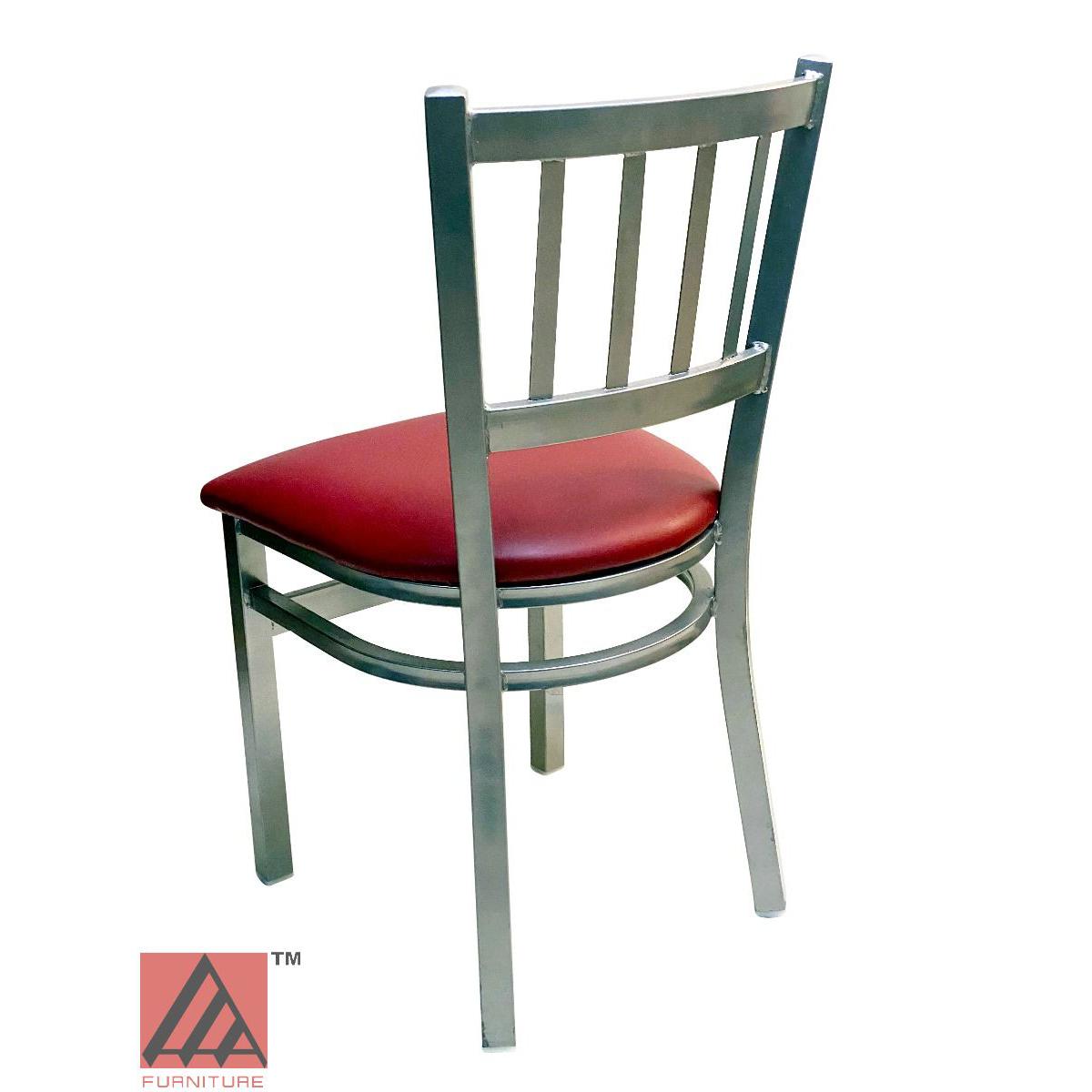 AAA Furniture Vertical Back 32" Silver Metal Chair with Claret Grade 5 Vinyl Seat