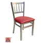 AAA Furniture Vertical Back 32" Silver Metal Chair with Claret Grade 5 Vinyl Seat