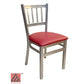 AAA Furniture Vertical Back 32" Silver Metal Chair with Claret Vinyl Seat