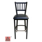 AAA Furniture Vertical Back 43" Black Metal Bar Stool with Black Customer Owned Material Seat