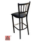 AAA Furniture Vertical Back 43" Black Metal Bar Stool with Black Customer Owned Material Seat