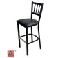 AAA Furniture Vertical Back 43" Black Metal Bar Stool with Black Vinyl Seat