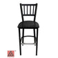 AAA Furniture Vertical Back 43" Black Metal Bar Stool with Black Wood Seat