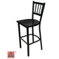 AAA Furniture Vertical Back 43" Black Metal Bar Stool with Black Wood Seat