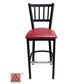 AAA Furniture Vertical Back 43" Black Metal Bar Stool with Claret Grade 5 Vinyl Seat