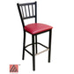 AAA Furniture Vertical Back 43" Black Metal Bar Stool with Claret Grade 5 Vinyl Seat