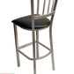 AAA Furniture Vertical Back 43" Silver Metal Bar Stool with Black Customer Owned Material Seat