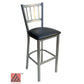 AAA Furniture Vertical Back 43" Silver Metal Bar Stool with Black Grade 5 Vinyl Seat