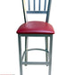 AAA Furniture Vertical Back 43" Silver Metal Bar Stool with Claret Grade 4 Vinyl Seat